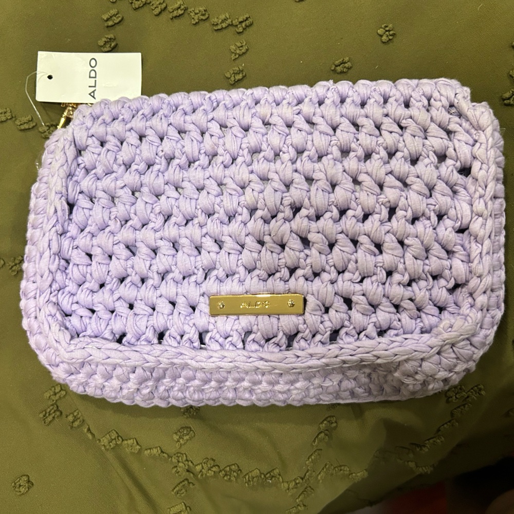 Aldo Purple Cosmetic Bag with Chunky Knit Design